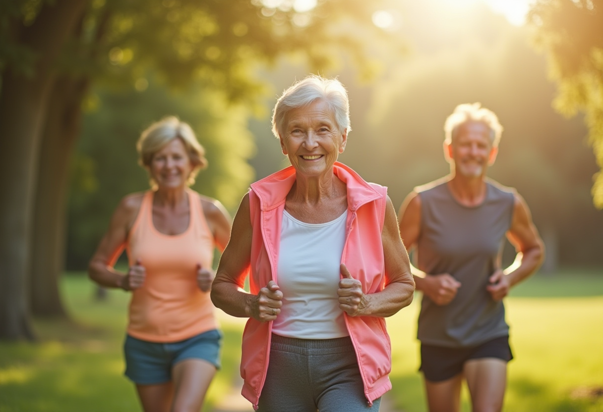 Активні старші люди під час тренування